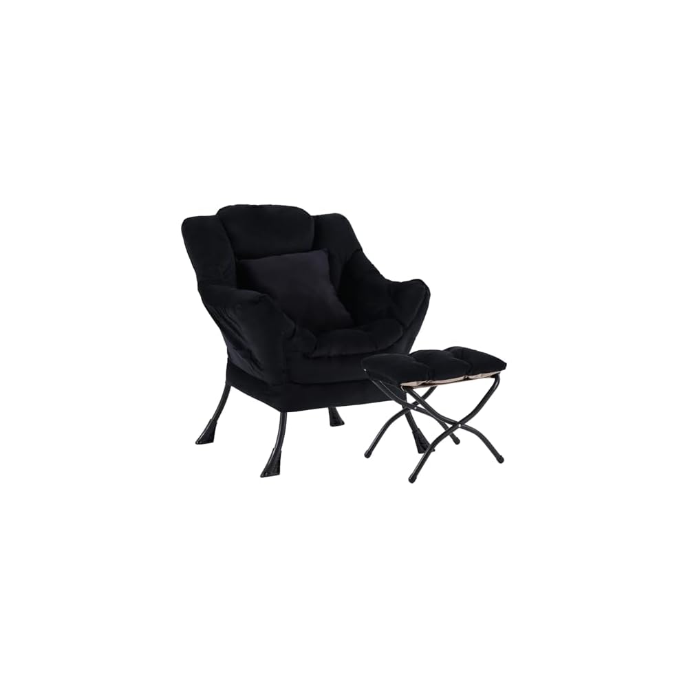 Lazy Chair with Ottoman,Lounge Arm Chair with Pillow and Folding Footrest