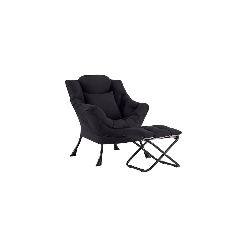 Lazy Chair with Ottoman,Lounge Arm Chair with Pillow and Folding Footrest