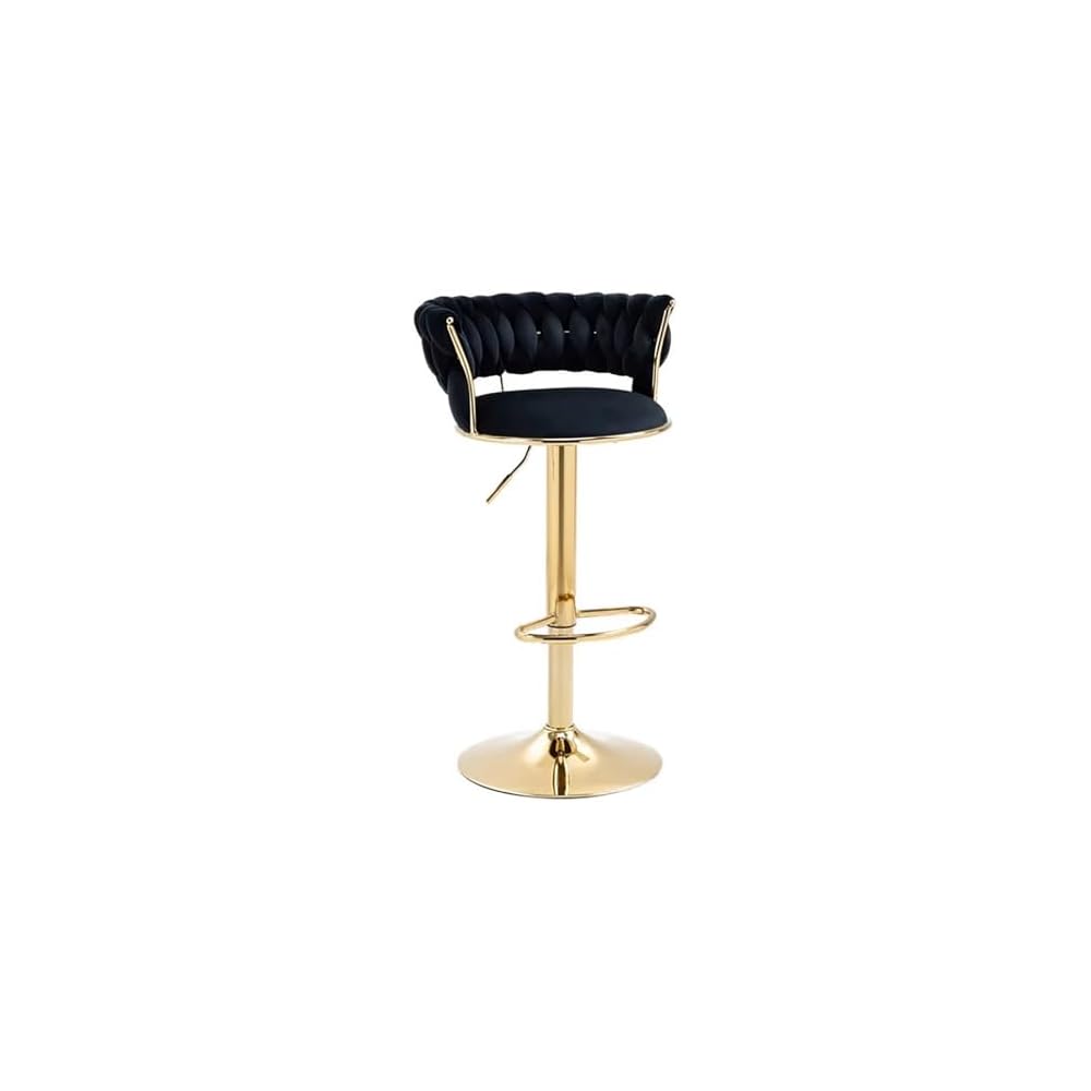 Velvet Bar Stools Adjustable Swivel Woven Back Gold Metal Kitchen Island
