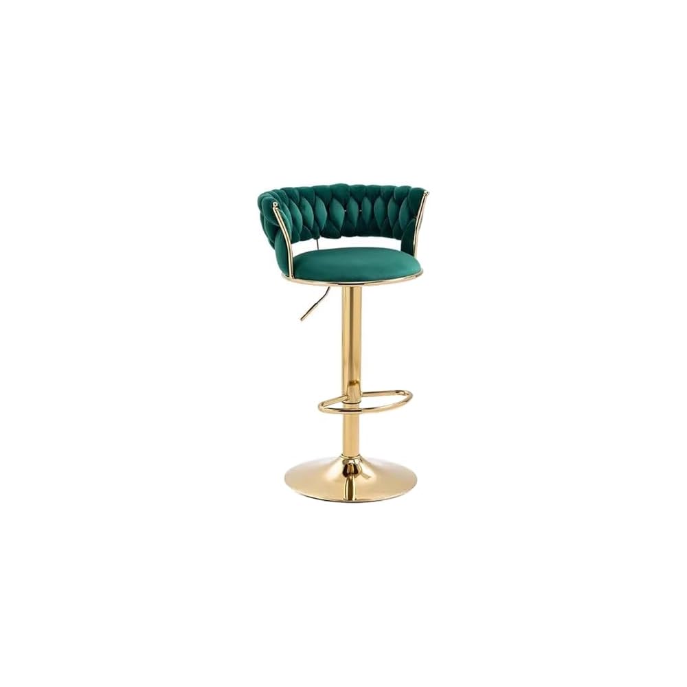 Velvet Bar Stools Adjustable Swivel Woven Back Gold Metal Kitchen Island