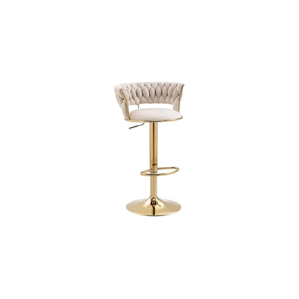 Velvet Bar Stools Adjustable Swivel Woven Back Gold Metal Kitchen Island