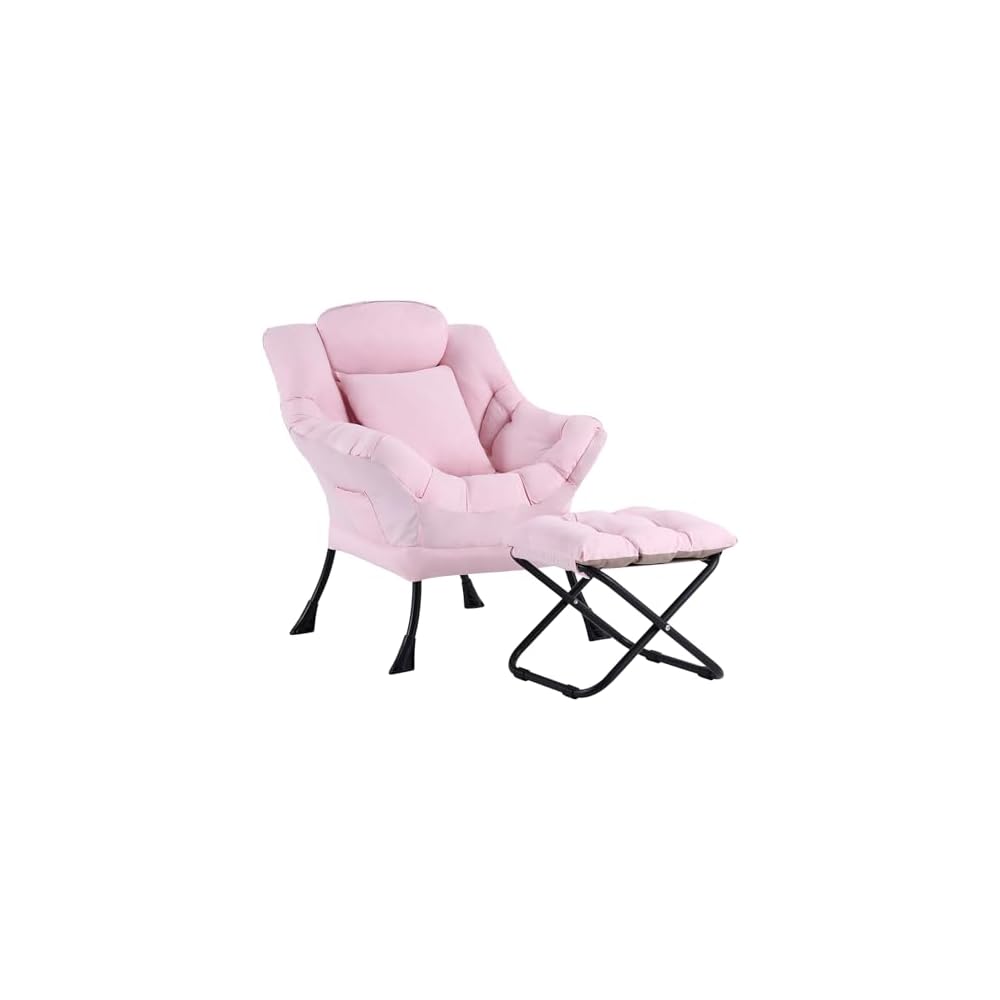 Lazy Chair with Ottoman,Lounge Arm Chair with Pillow and Folding Footrest