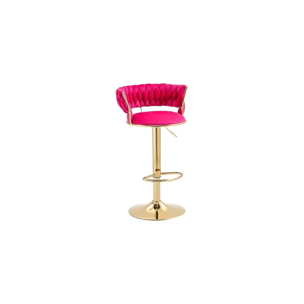 Velvet Bar Stools Adjustable Swivel Woven Back Gold Metal Kitchen Island