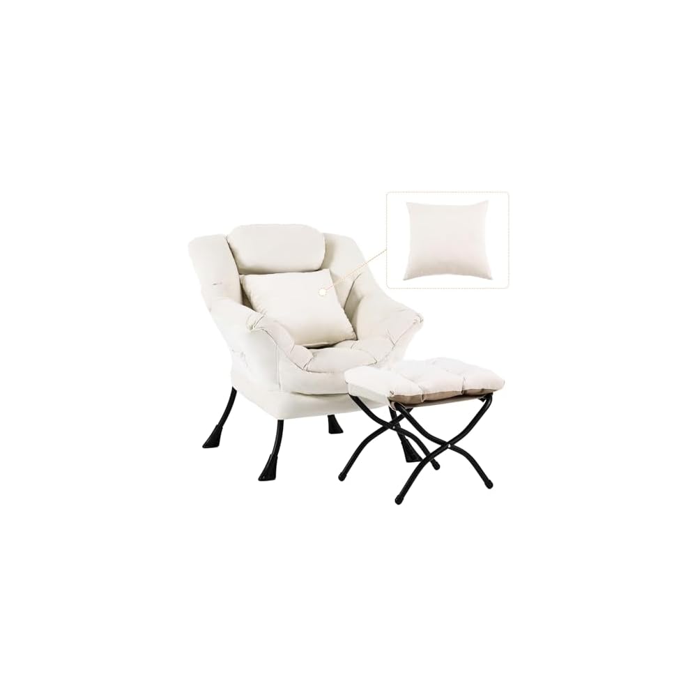 Lazy Chair with Ottoman,Lounge Arm Chair with Pillow and Folding Footrest