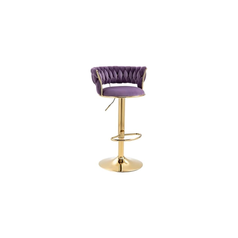 Velvet Bar Stools Adjustable Swivel Woven Back Gold Metal Kitchen Island
