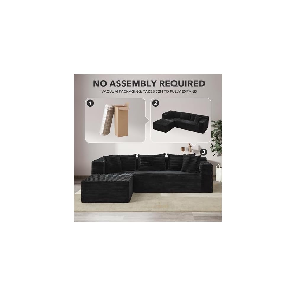 Modular Sectional Sofa Cloud Sectional Couch, 106" Comfy L Shaped Couches for Living Room,Oversized Sofa Sleeper with Deep Seat, No Assembly Required