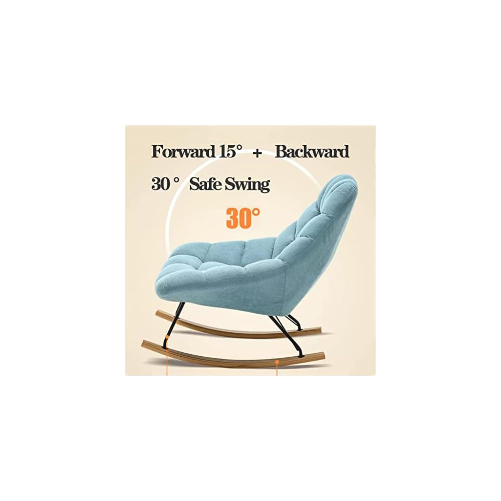 LSLYTQ Loungs,Upholstered Velvet Rocking Chair Sliding Chair Recliner Comfortable Middle Back Rock Chair with Solid Wood Base,Lazy Sofa Chair for Living Room Bedroom