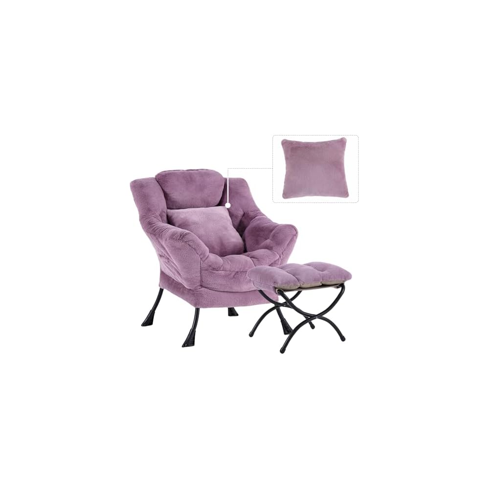 Lazy Chair with Ottoman,Lounge Arm Chair with Pillow and Folding Footrest