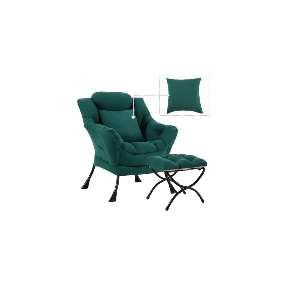 Lazy Chair with Ottoman,Lounge Arm Chair with Pillow and Folding Footrest
