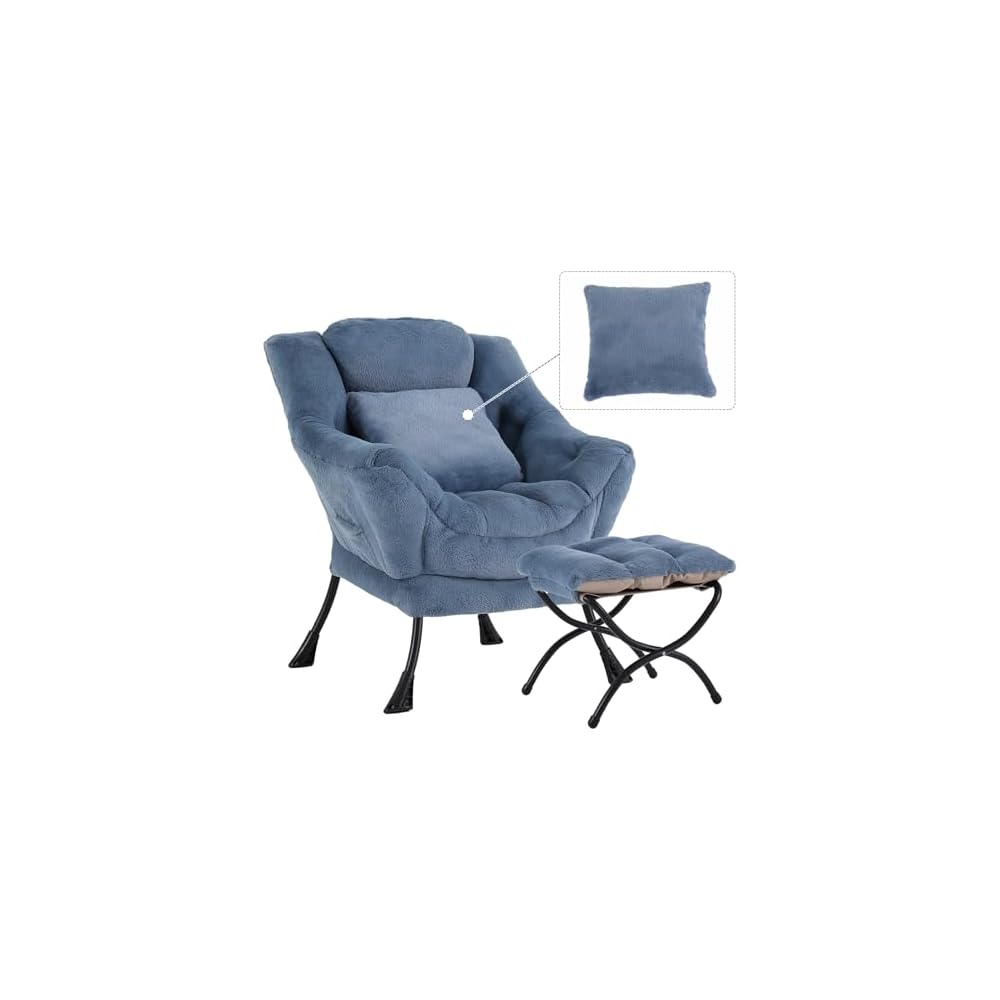 Lazy Chair with Ottoman,Lounge Arm Chair with Pillow and Folding Footrest