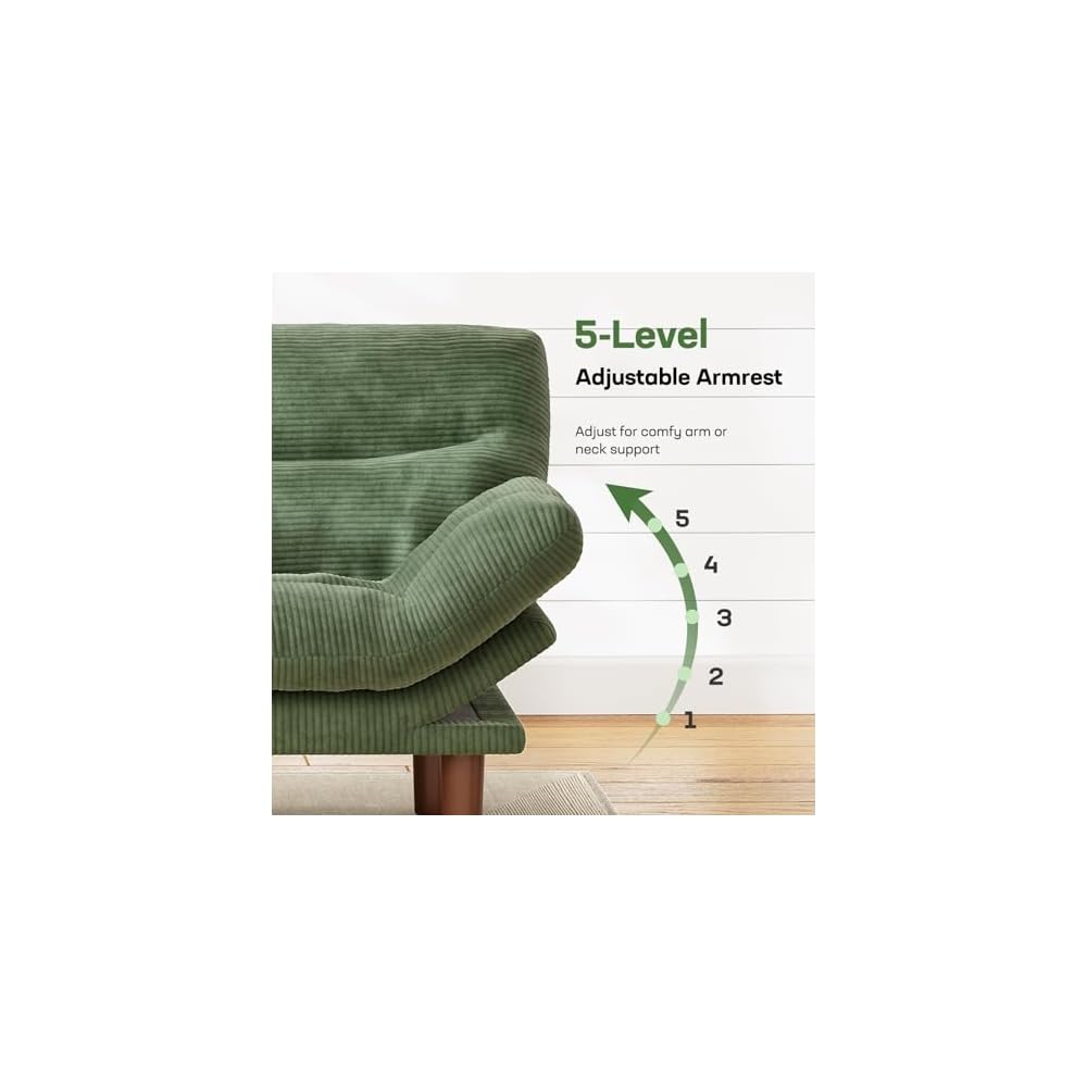 Marsail 66.02" Futon Sofa Bed, Convertible Couch & Sleeper Sofa, Sage Green