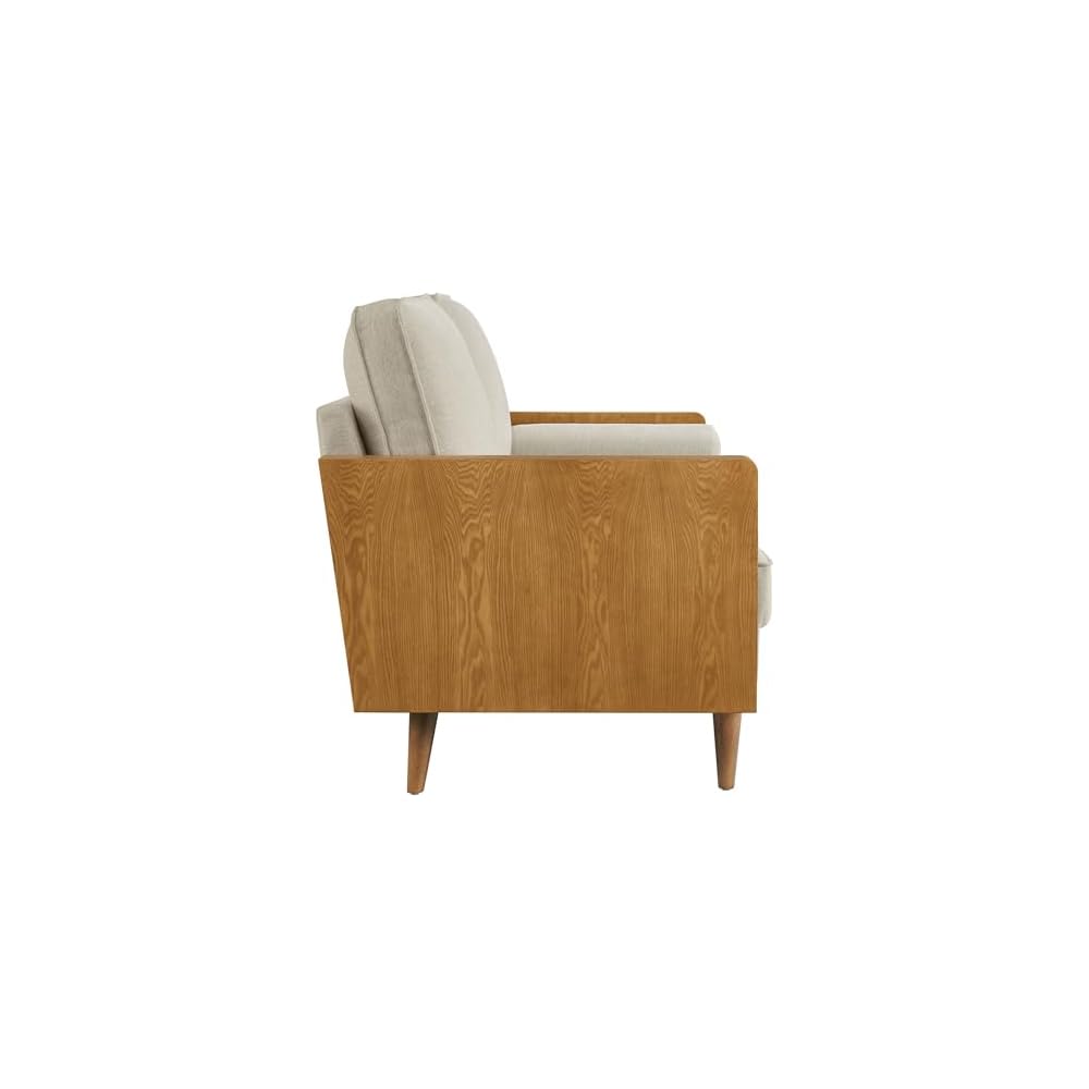 Modway Kellan Loveseat in Walnut Heathered Weave Light Beige