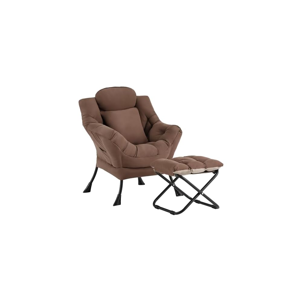 Lazy Chair with Ottoman,Lounge Arm Chair with Pillow and Folding Footrest