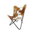 Uddhav Craft and co Handcrafted Leather Butterfly Chair with Original Hide Indian BKF Cowhide Cover Leather Cover Relaxing Chair (Product : Full Chair Black Leg)