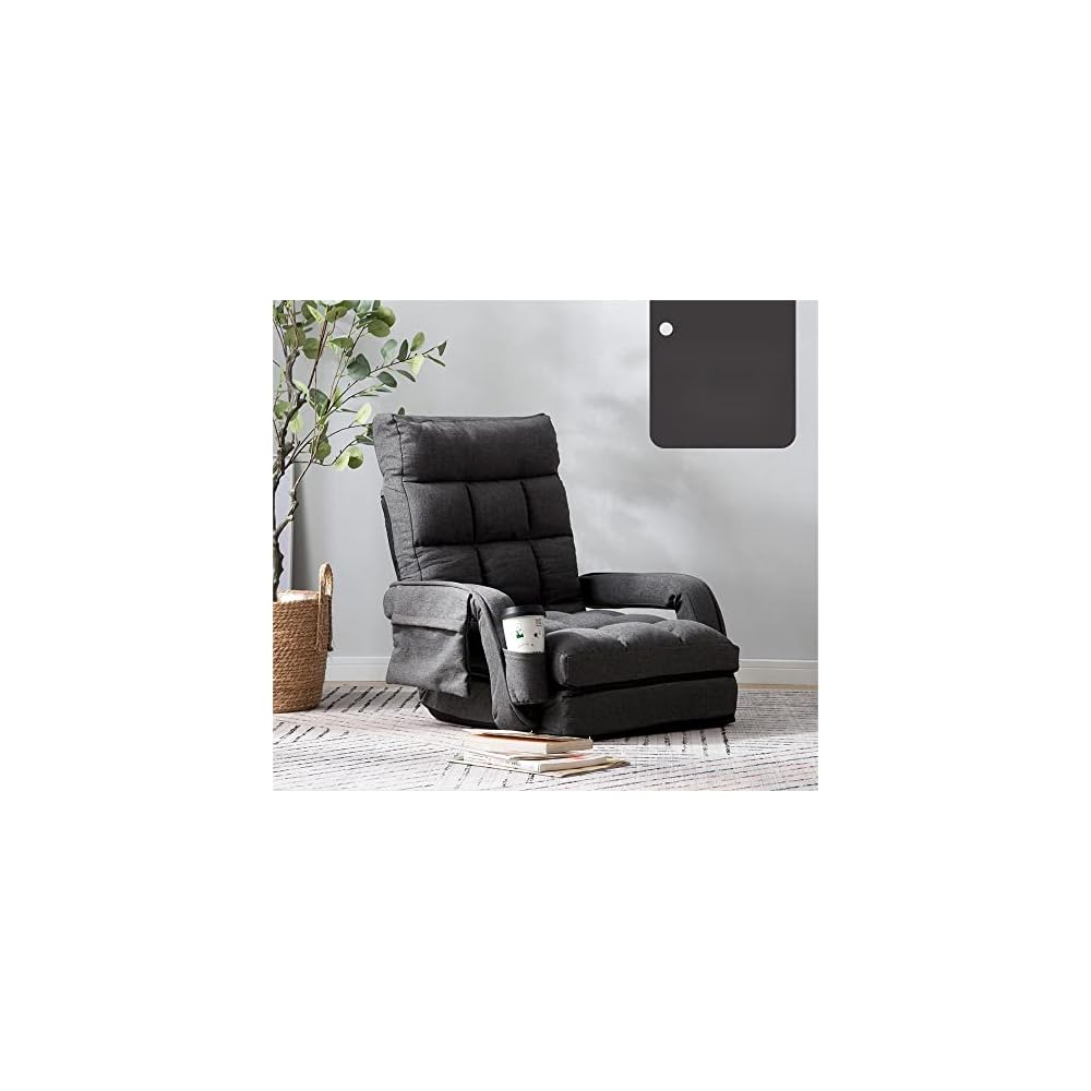 オーエスジェイ(OSJ) Reclining Floor Chair with Armrests, Brick Seat, Stylish, Chair, Chair, Compact White