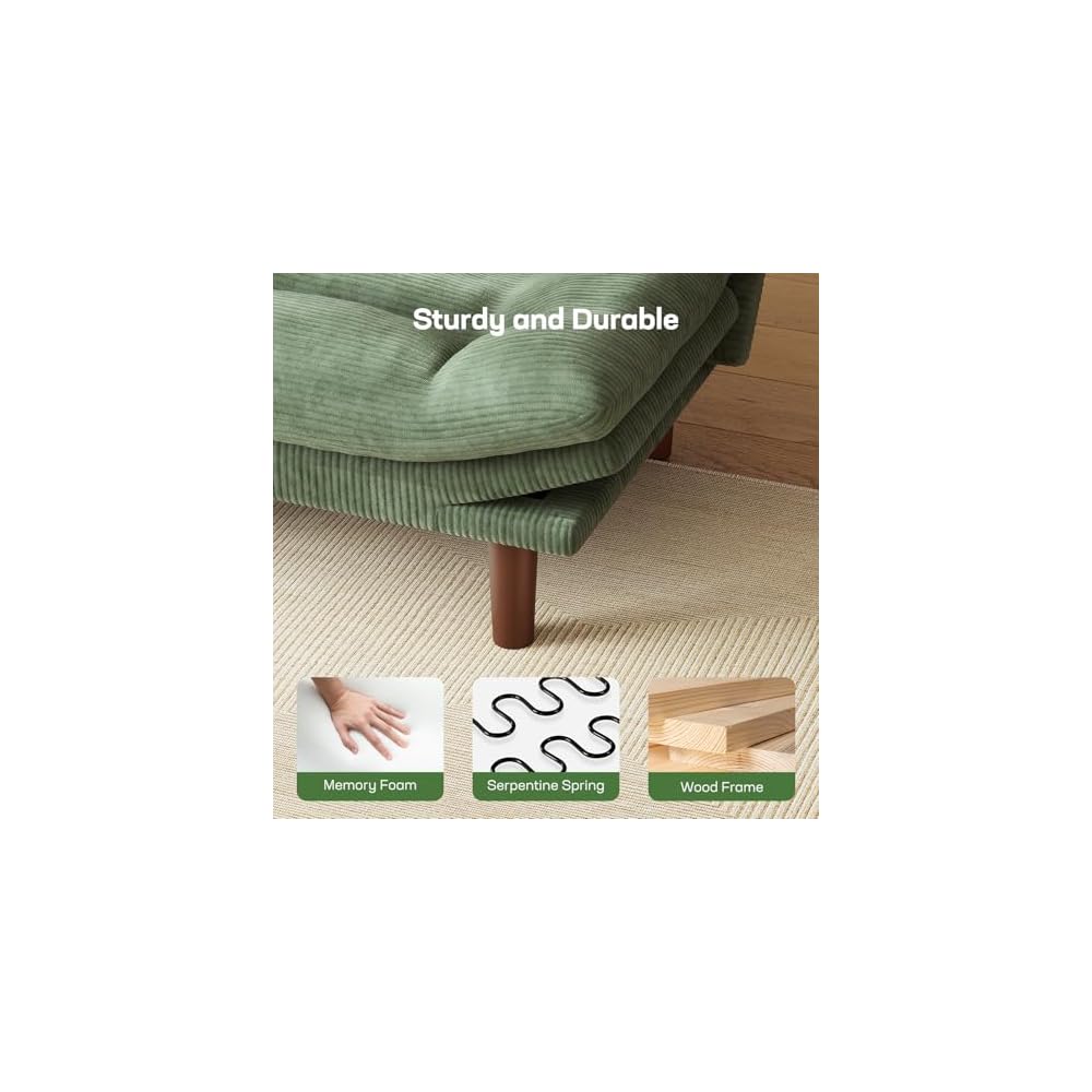 Marsail 66.02" Futon Sofa Bed, Convertible Couch & Sleeper Sofa, Sage Green