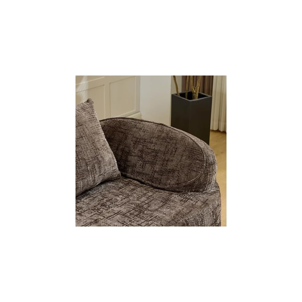 66" Modern Curved Loveseat Sofa Couch, Cloud Deep Seat Boneless 2-Seater Couch with Wide Armrest and Plush Pillow, Small Space Couches for Dorm, Living Room, Office, Brown