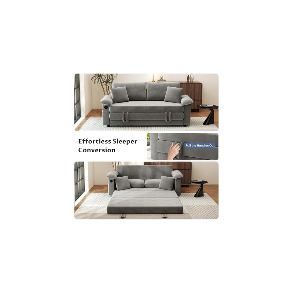SUNWAVE 77" Sleeper Sofa Convertible Sofa Bed Loveseat Pull Out Couch