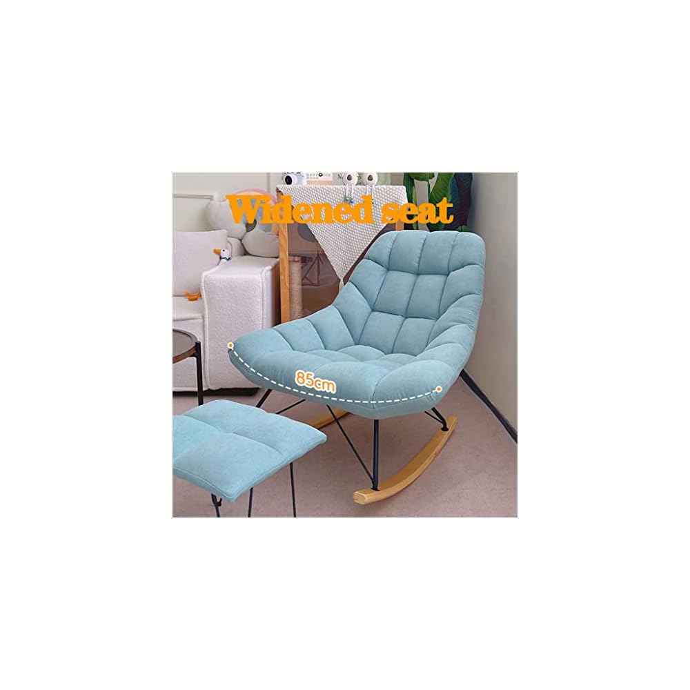 LSLYTQ Loungs,Upholstered Velvet Rocking Chair Sliding Chair Recliner Comfortable Middle Back Rock Chair with Solid Wood Base,Lazy Sofa Chair for Living Room Bedroom