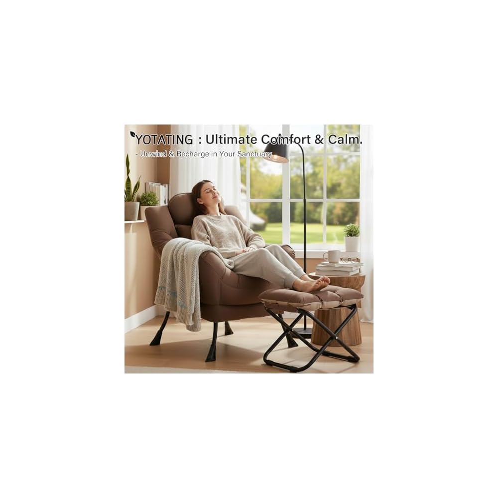 Lazy Chair with Ottoman,Lounge Arm Chair with Pillow and Folding Footrest