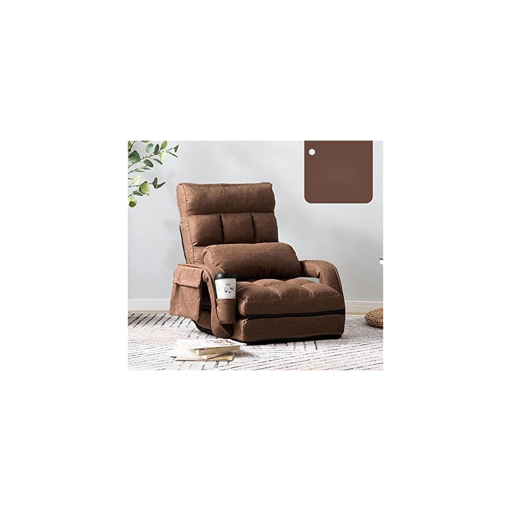 オーエスジェイ(OSJ) Reclining Floor Chair with Armrests, Brick Seat, Stylish, Chair, Chair, Compact White