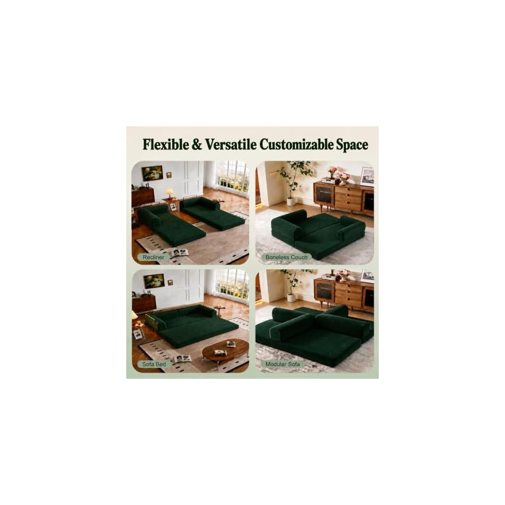 WHGBJA 79" 5 in 1 Convertible Sofa Bed Couch, Modular Sectional, Loveseat