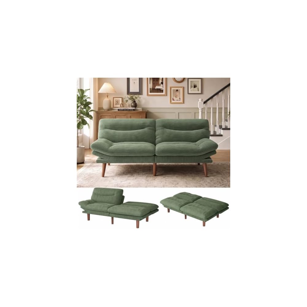Marsail 66.02" Futon Sofa Bed, Convertible Couch & Sleeper Sofa, Sage Green