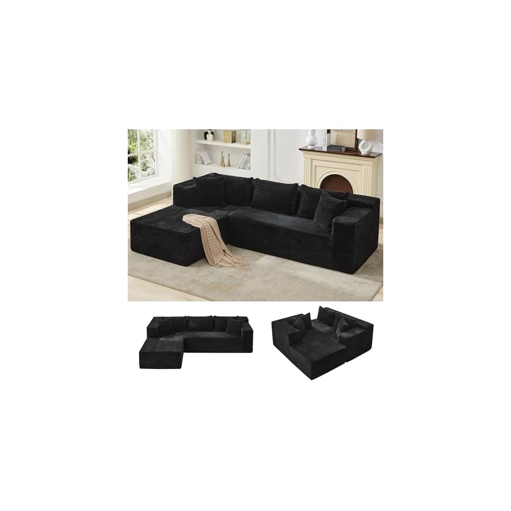 Modular Sectional Sofa Cloud Sectional Couch, 106" Comfy L Shaped Couches for Living Room,Oversized Sofa Sleeper with Deep Seat, No Assembly Required