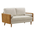 Modway Kellan Loveseat in Walnut Heathered Weave Light Beige