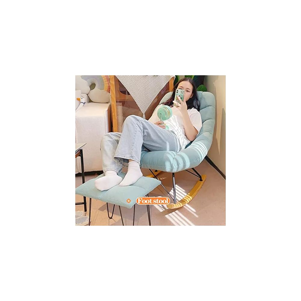 LSLYTQ Loungs,Upholstered Velvet Rocking Chair Sliding Chair Recliner Comfortable Middle Back Rock Chair with Solid Wood Base,Lazy Sofa Chair for Living Room Bedroom