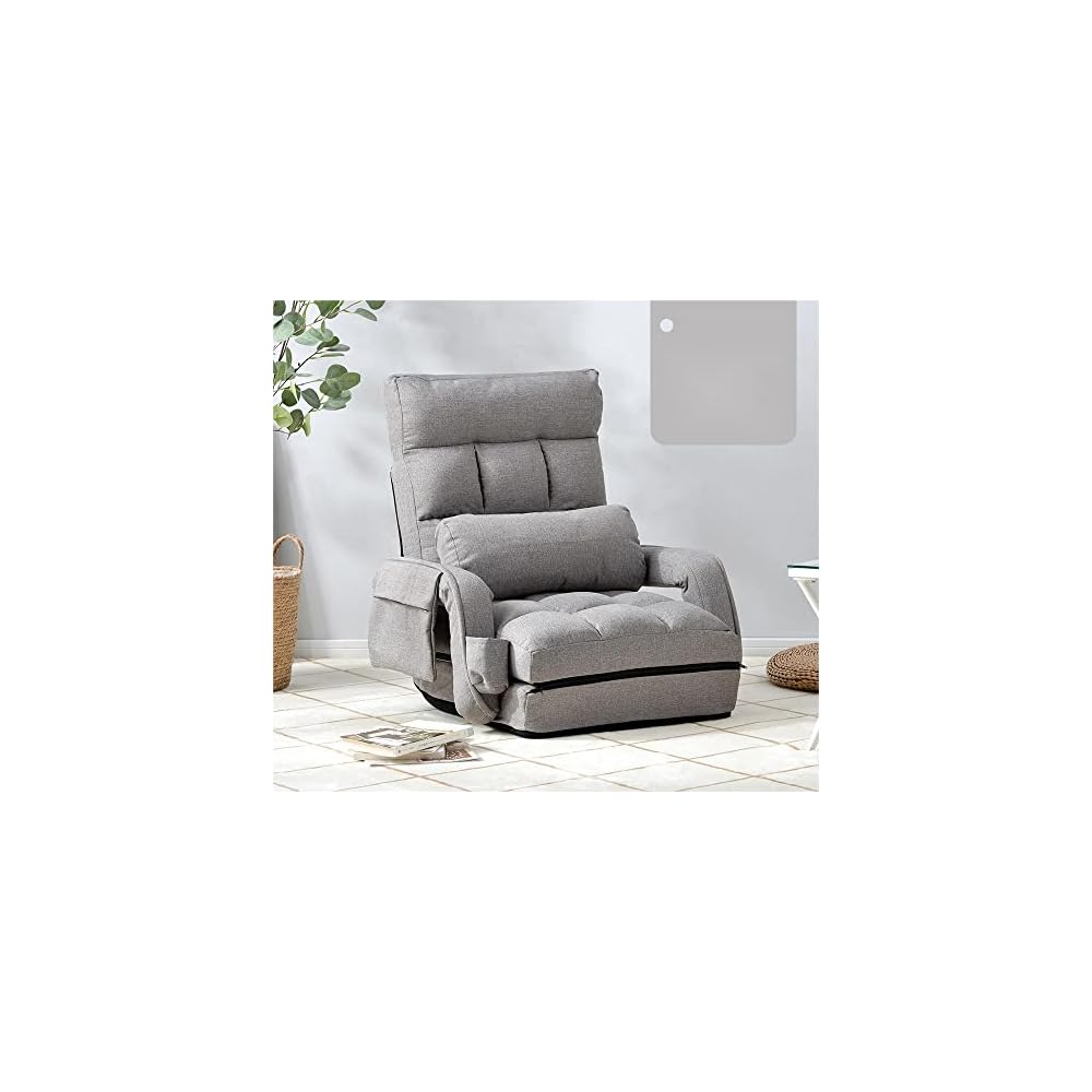 オーエスジェイ(OSJ) Reclining Floor Chair with Armrests, Brick Seat, Stylish, Chair, Chair, Compact White