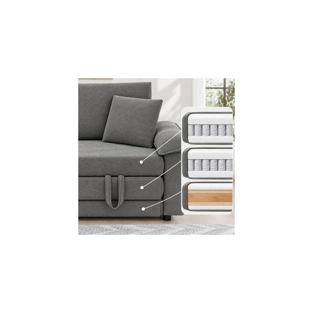 SUNWAVE 77" Sleeper Sofa Convertible Sofa Bed Loveseat Pull Out Couch