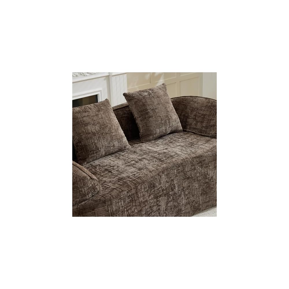 66" Modern Curved Loveseat Sofa Couch, Cloud Deep Seat Boneless 2-Seater Couch with Wide Armrest and Plush Pillow, Small Space Couches for Dorm, Living Room, Office, Brown