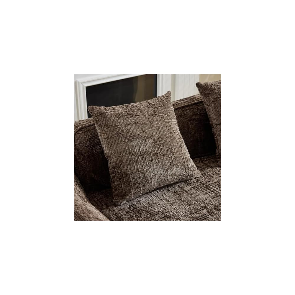 66" Modern Curved Loveseat Sofa Couch, Cloud Deep Seat Boneless 2-Seater Couch with Wide Armrest and Plush Pillow, Small Space Couches for Dorm, Living Room, Office, Brown