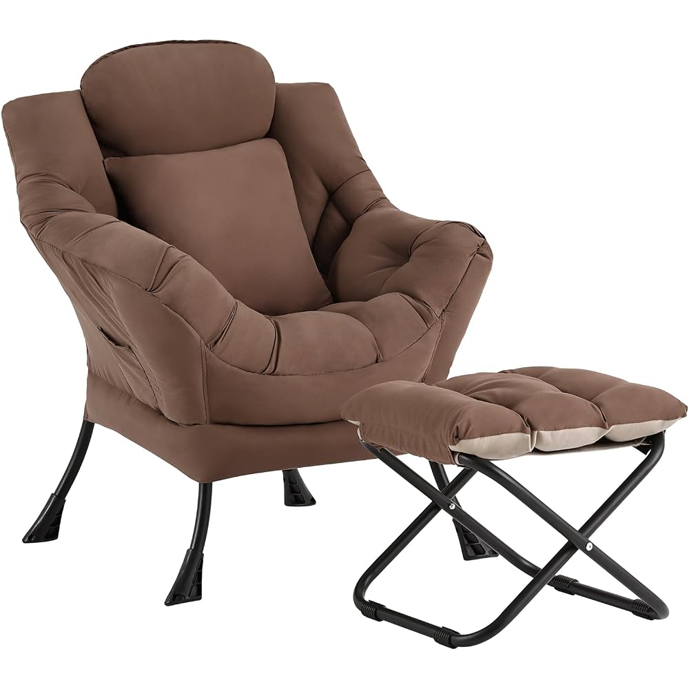 Lazy Chair with Ottoman,Lounge Arm Chair with Pillow and Folding Footrest