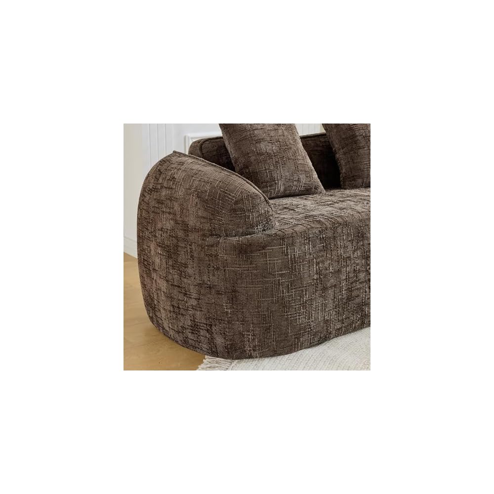66" Modern Curved Loveseat Sofa Couch, Cloud Deep Seat Boneless 2-Seater Couch with Wide Armrest and Plush Pillow, Small Space Couches for Dorm, Living Room, Office, Brown