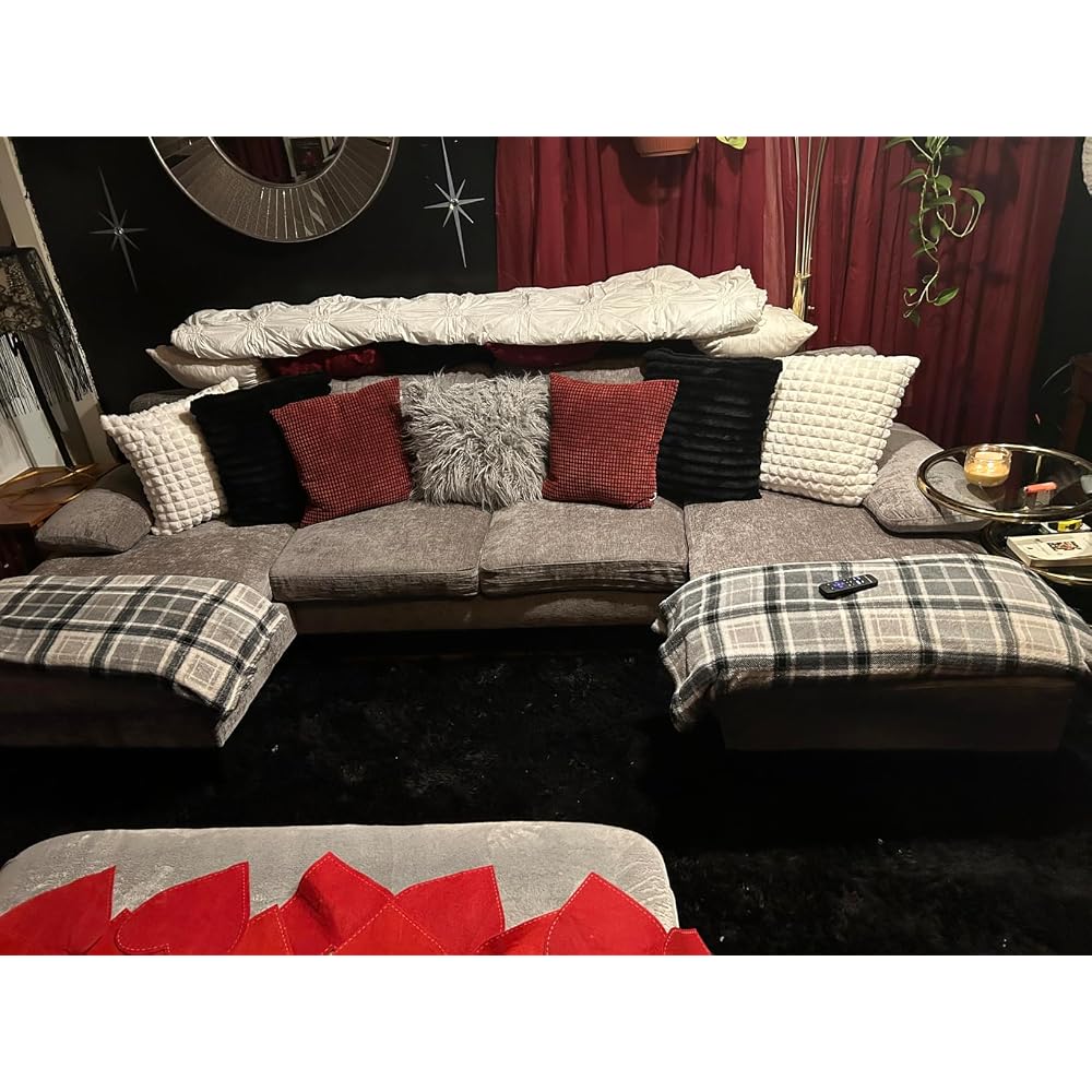 JUMMICO U Shaped Couch Sectional Couches for Living Room, Fabric,Light Grey