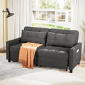 Aiho Pull Out Couch - 58" Loveseat Sofa Bed, Convertible with Separate Ottoman & Adjustable Backrest, 3-in-1 Sleeper for Small Apartment, Dark Gray