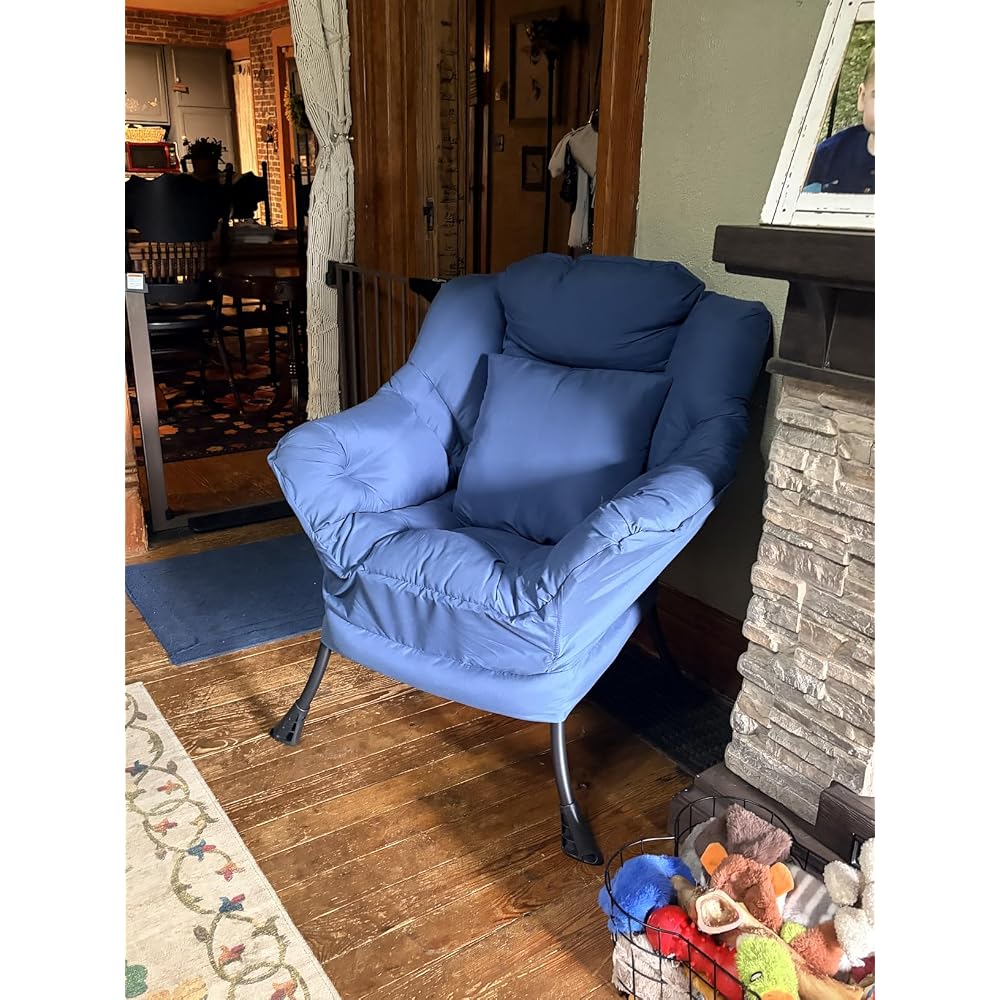 Lazy Chair with Ottoman,Lounge Arm Chair with Pillow and Folding Footrest
