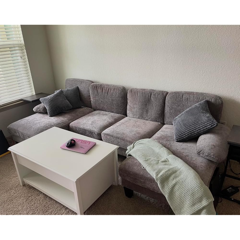 JUMMICO U Shaped Couch Sectional Couches for Living Room, Fabric,Light Grey
