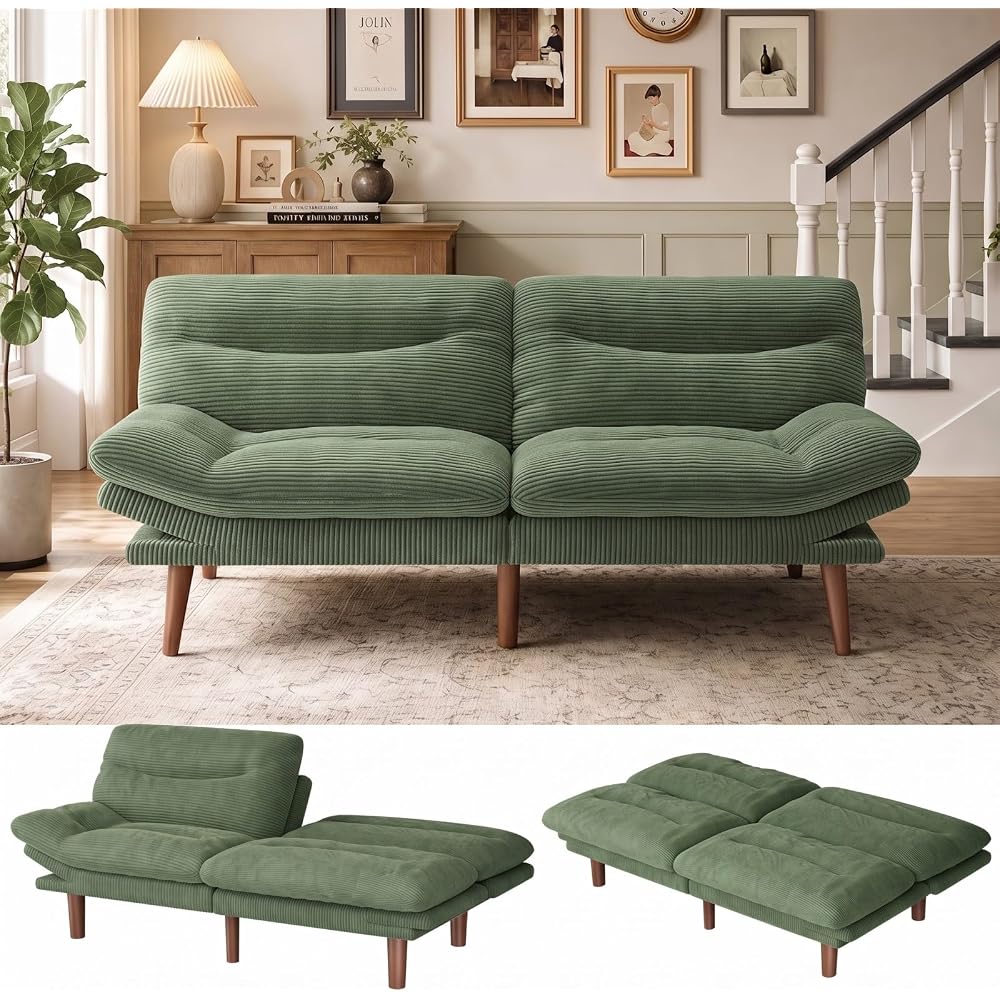 Marsail 66.02" Futon Sofa Bed, Convertible Couch & Sleeper Sofa, Sage Green