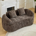 66" Modern Curved Loveseat Sofa Couch, Cloud Deep Seat Boneless 2-Seater Couch with Wide Armrest and Plush Pillow, Small Space Couches for Dorm, Living Room, Office, Brown