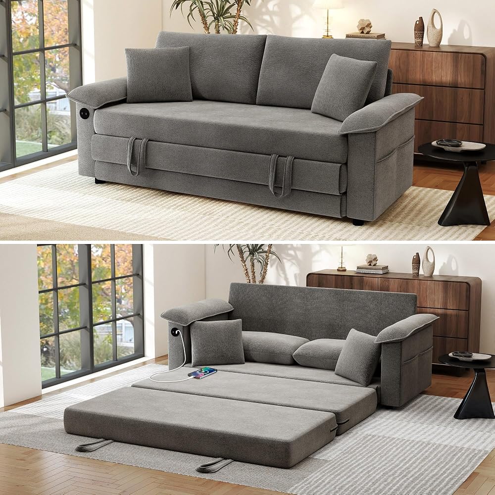 SUNWAVE 77" Sleeper Sofa Convertible Sofa Bed Loveseat Pull Out Couch